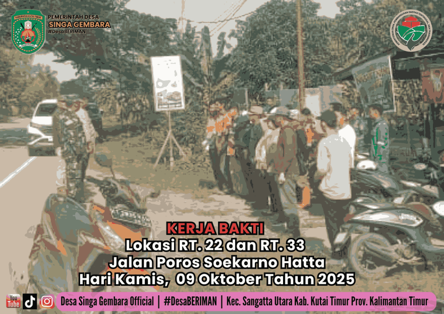 Kerja Bakti RT. 22 dan RT. 33 Jalan Poros Soekarno Hatta